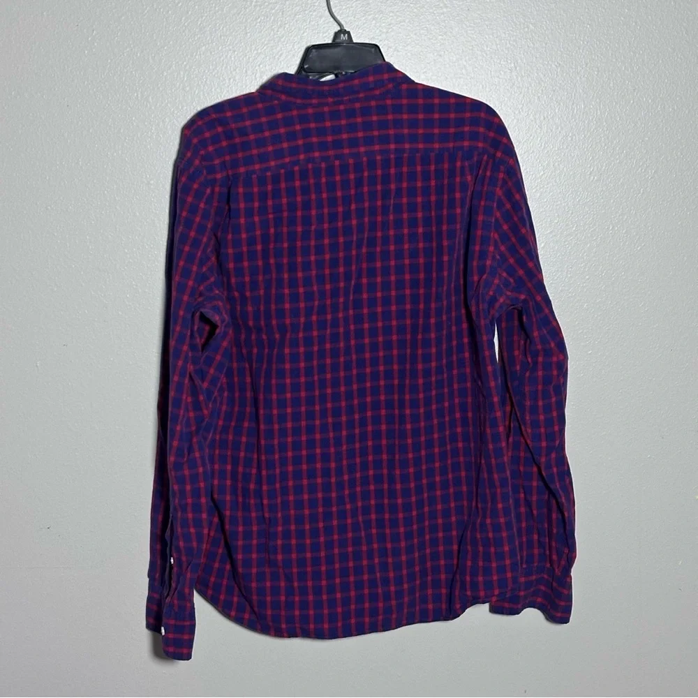 J. Crew Men Slim Fit‎ Button Down Navy/Red Plaid Casual Shirt size XL